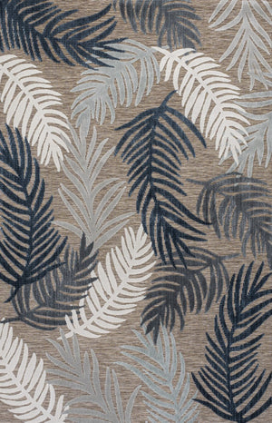 HomeRoots 8' X 10' Elegant Brown Navy Blue Ivory Floral Area Rug - Indoor Outdoor Charm for Any Space 703361