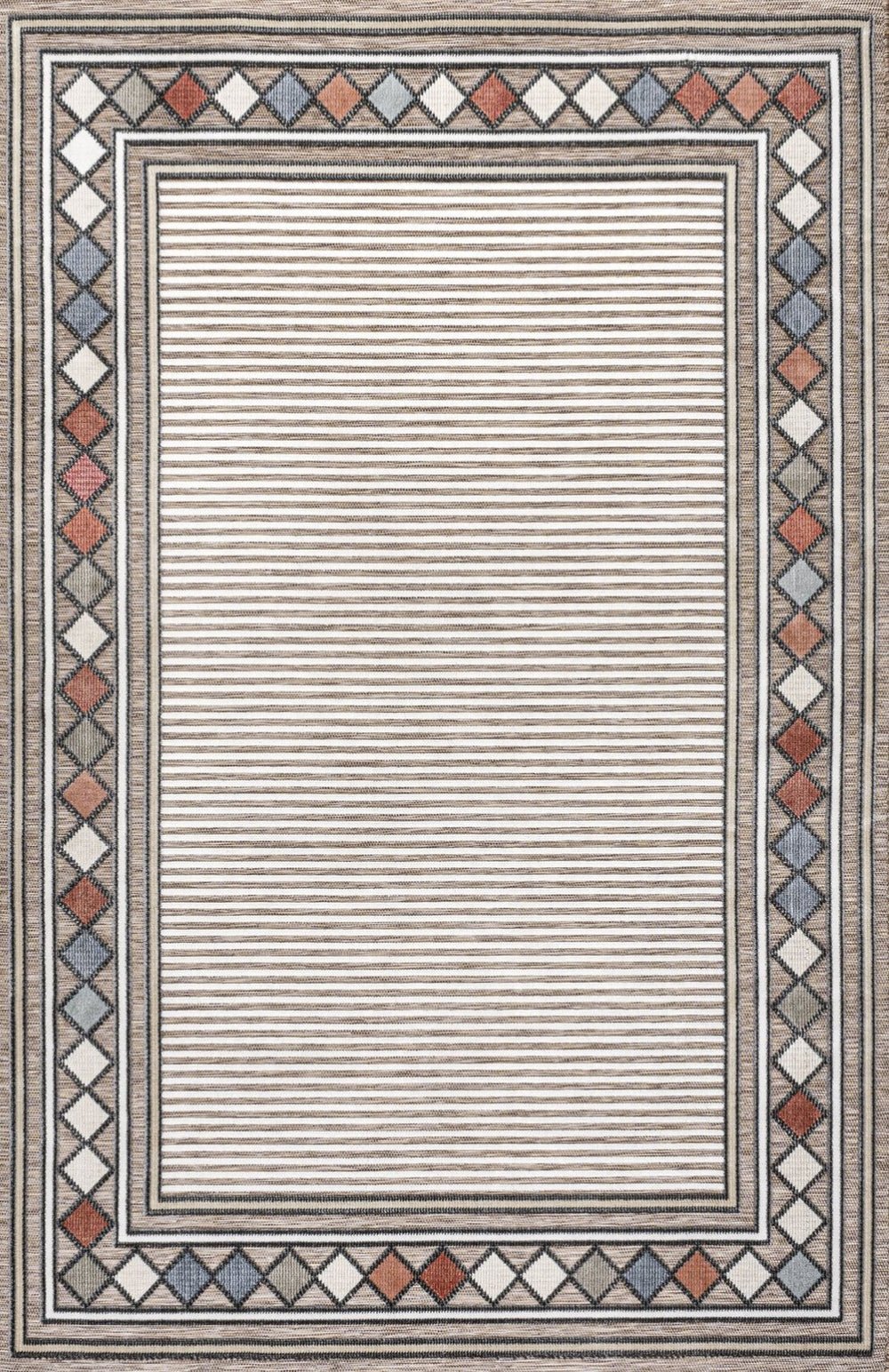HomeRoots 5' Brown and Ivory Geometric Area Rug - Durable Indoor/Outdoor Accent for Modern Spaces, 5' x 8' 703365