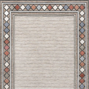 HomeRoots 8' X 10' Stylish Brown and Ivory Geometric Area Rug for Indoor and Outdoor Spaces - Durable & Versatile 703366