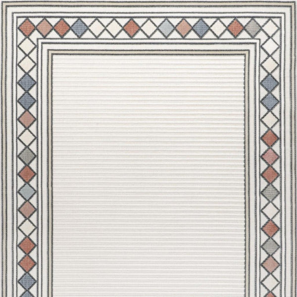 HomeRoots 8' X 10' Ivory and Beige Geometric Area Rug - Stylish, Durable, Indoor/Outdoor Versatile Design! 703371
