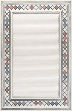 HomeRoots 8' X 10' Ivory and Beige Geometric Area Rug - Stylish, Durable, Indoor/Outdoor Versatile Design! 703371