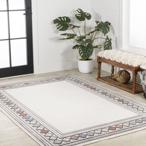 HomeRoots 8' X 10' Ivory and Beige Geometric Area Rug - Stylish, Durable, Indoor/Outdoor Versatile Design! 703371