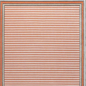 HomeRoots 5' X 8' Orange and Ivory Geometric Rug - Stylish Indoor/Outdoor Design for Modern Spaces, Easy Care 703375