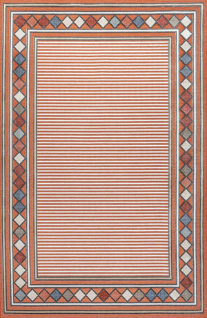 HomeRoots 5' X 8' Orange and Ivory Geometric Rug - Stylish Indoor/Outdoor Design for Modern Spaces, Easy Care 703375