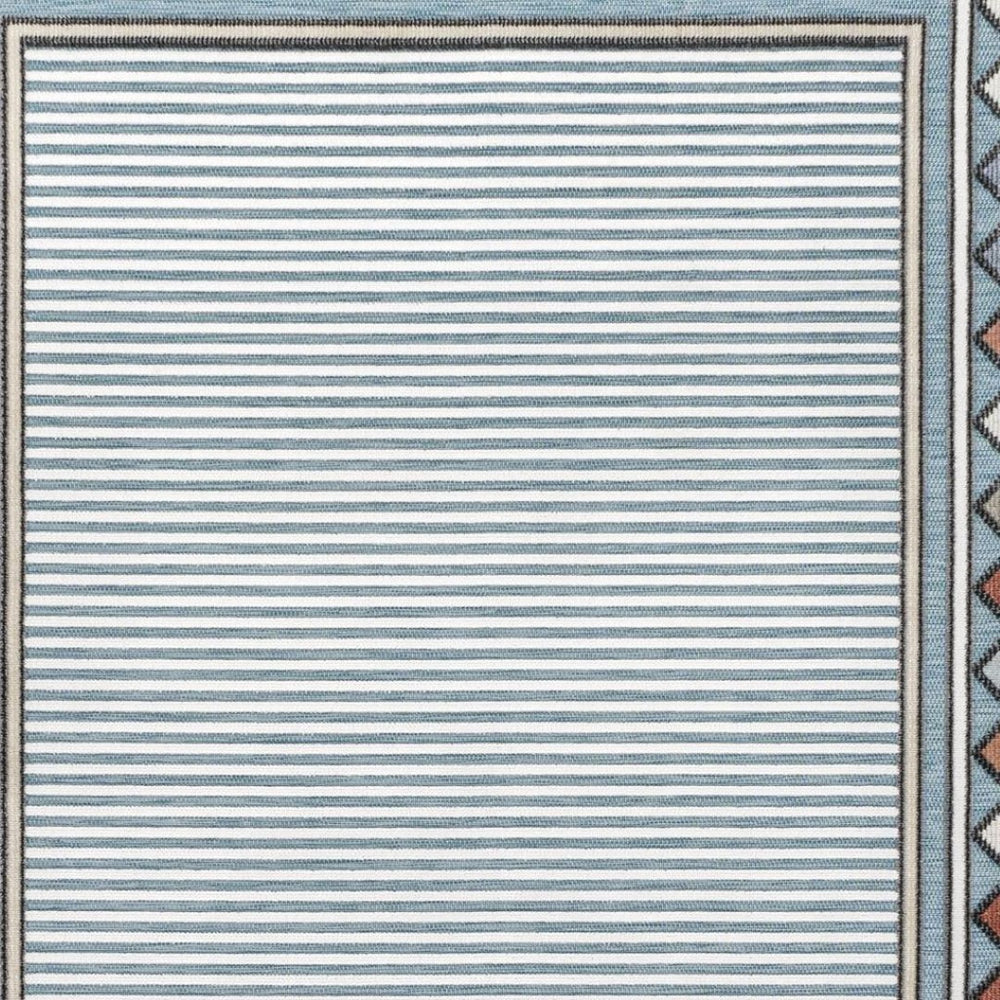 HomeRoots 8' X 10' Blue and Ivory Geometric Area Rug - Stylish Indoor/Outdoor Design, Durable, Low Maintenance 703381