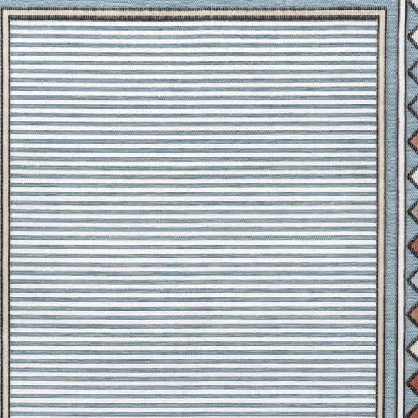 HomeRoots 8' X 10' Blue and Ivory Geometric Area Rug - Stylish Indoor/Outdoor Design, Durable, Low Maintenance 703381