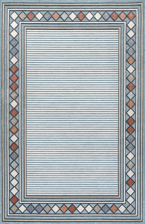 HomeRoots 8' X 10' Blue and Ivory Geometric Area Rug - Stylish Indoor/Outdoor Design, Durable, Low Maintenance 703381