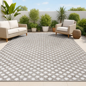 HomeRoots 8' X 10' Dark Gray & Ivory Trellis Area Rug – Stylish, All-Weather Durable for Indoor & Outdoor Use! 703385