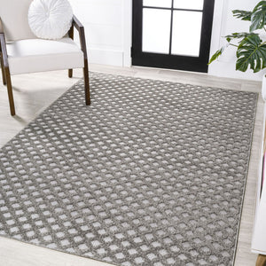 HomeRoots 8' X 10' Dark Gray & Ivory Trellis Area Rug – Stylish, All-Weather Durable for Indoor & Outdoor Use! 703385