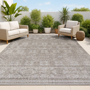 HomeRoots 8' X 10' Dark Gray and Ivory Moroccan Area Rug - Stylish Indoor/Outdoor Accent for Any Space 703389