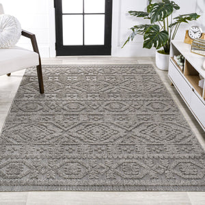 HomeRoots 8' X 10' Dark Gray and Ivory Moroccan Area Rug - Stylish Indoor/Outdoor Accent for Any Space 703389