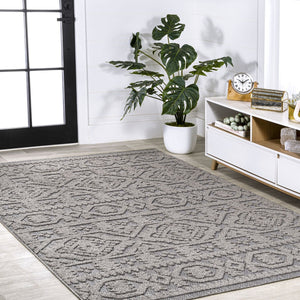 HomeRoots 8' X 10' Dark Gray and Ivory Moroccan Area Rug - Stylish Indoor/Outdoor Accent for Any Space 703389