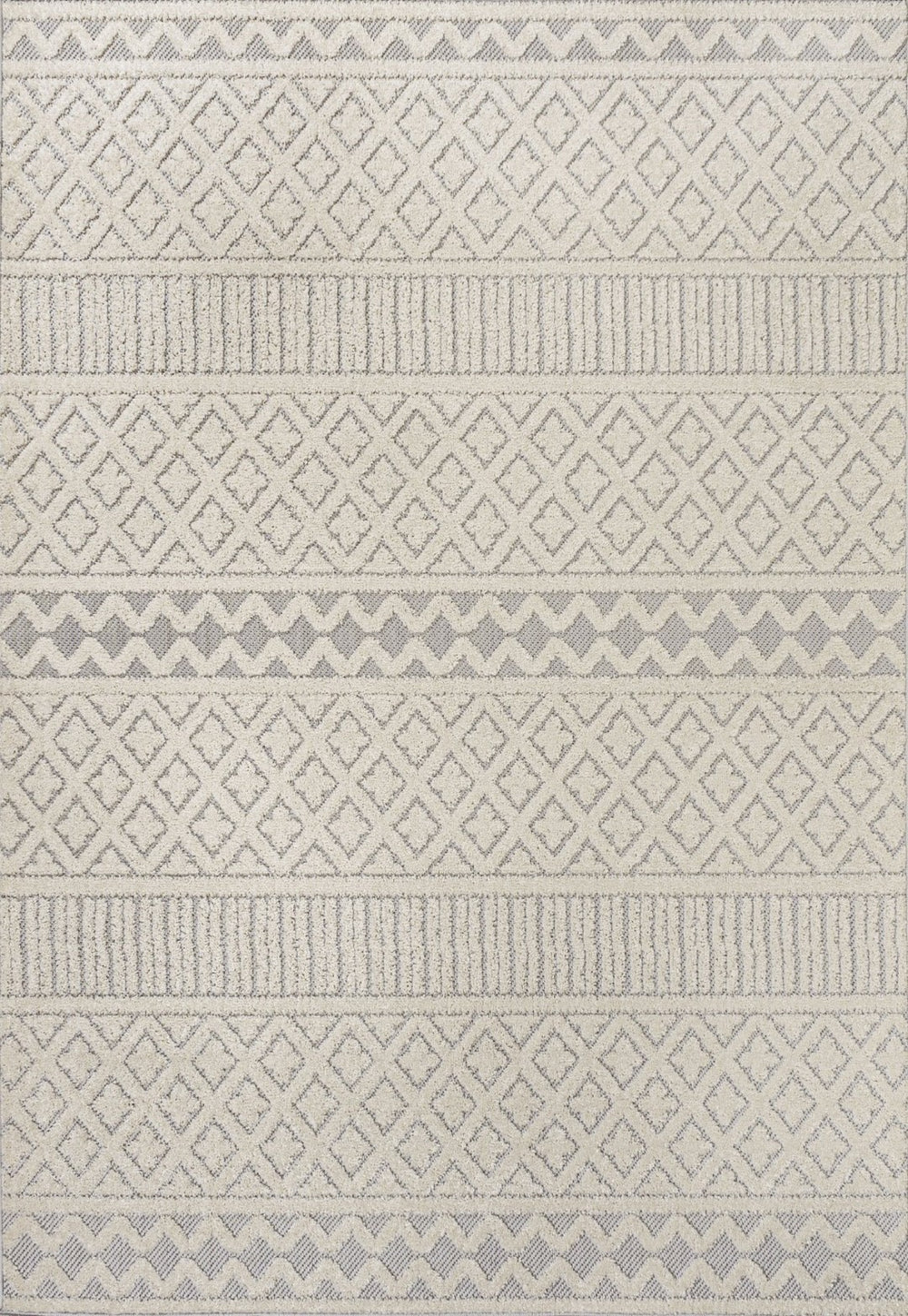 HomeRoots 5' X 8' Cream and Gray Trellis Indoor-Outdoor Area Rug: Stylish, Durable, Easy Care for Any Space! 703392