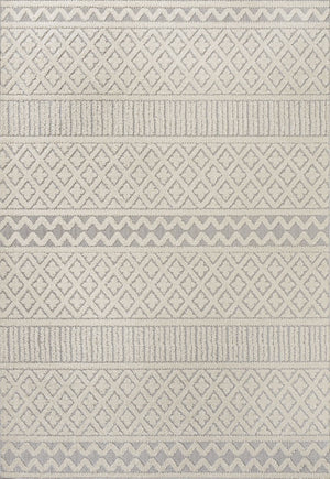 HomeRoots 5' X 8' Cream and Gray Trellis Indoor-Outdoor Area Rug: Stylish, Durable, Easy Care for Any Space! 703392