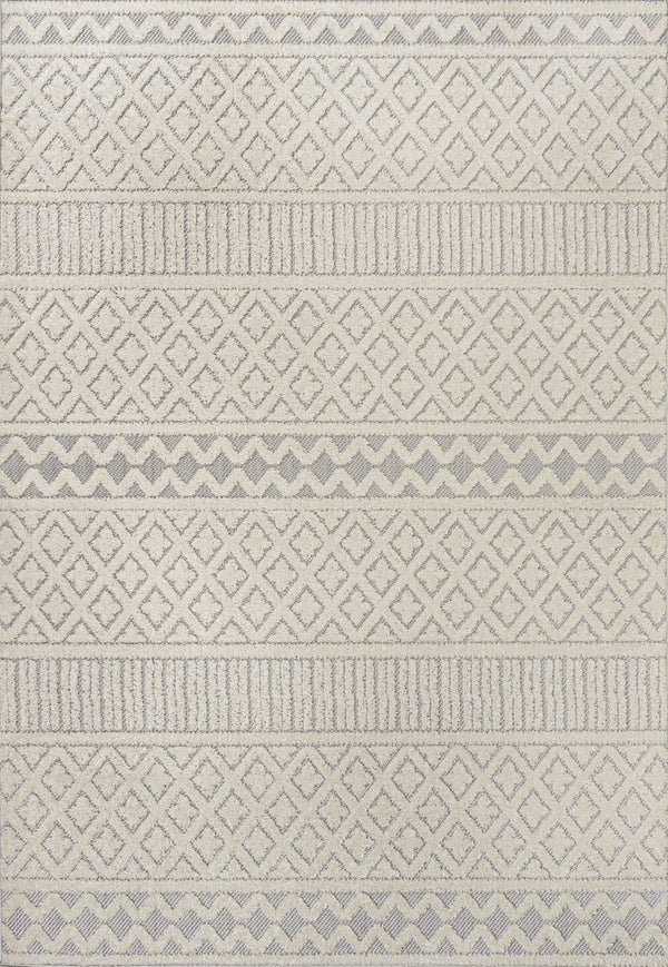 HomeRoots 5' X 8' Cream and Gray Trellis Indoor-Outdoor Area Rug: Stylish, Durable, Easy Care for Any Space! 703392