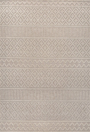 HomeRoots 5' Trellis Indoor Outdoor Area Rug in Beige & Gray - Stylish, Durable, and Easy to Clean for Any Space 703398