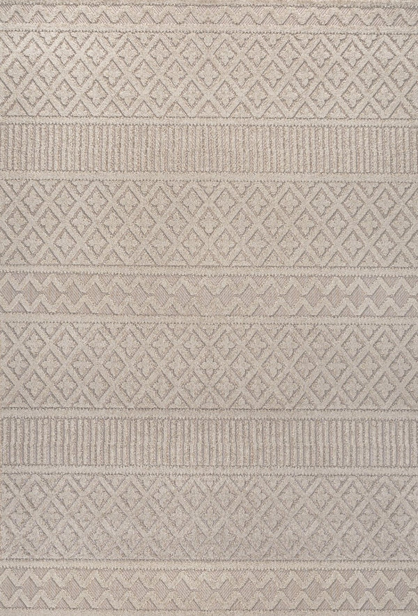 HomeRoots 5' Trellis Indoor Outdoor Area Rug in Beige & Gray - Stylish, Durable, and Easy to Clean for Any Space 703398