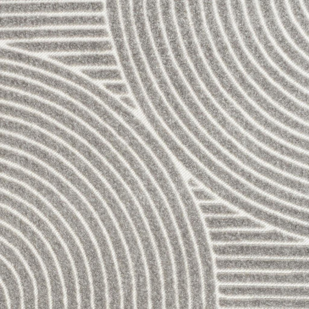 HomeRoots 8' Gray and Ivory Striped Area Rug - Durable Indoor/Outdoor Design for Coastal Style & High Traffic Use 703408