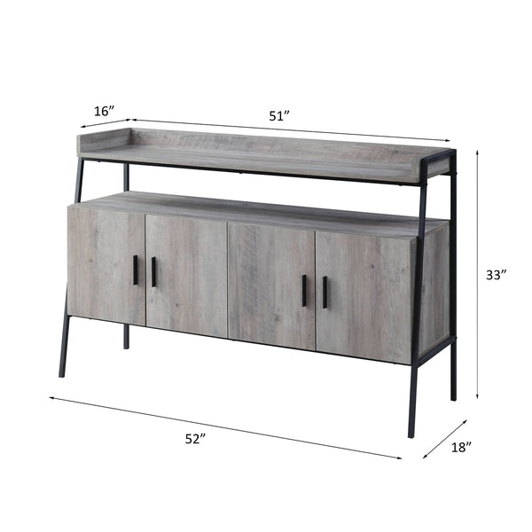 English Elm 52-Inch TV Stand Gray Oak & Black - Trapezoid Metal Frame, 2 Cabinets + Open Shelf for Media B016P317150