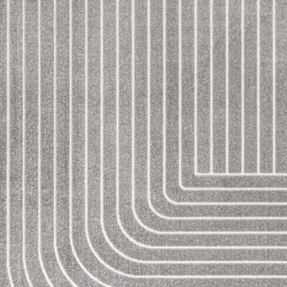 HomeRoots 8' Gray and Ivory Striped Indoor Outdoor Area Rug - Coastal Style, Durable, Low Maintenance, Versatile Design 703411