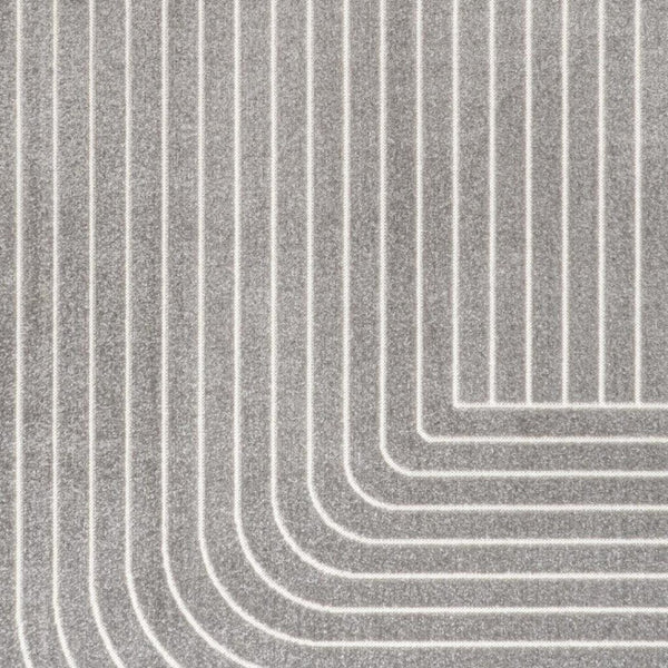 HomeRoots 8' Gray and Ivory Striped Indoor Outdoor Area Rug - Coastal Style, Durable, Low Maintenance, Versatile Design 703411