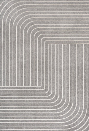 HomeRoots 8' Gray and Ivory Striped Indoor Outdoor Area Rug - Coastal Style, Durable, Low Maintenance, Versatile Design 703411