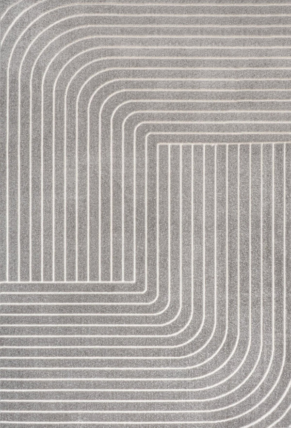 HomeRoots 8' Gray and Ivory Striped Indoor Outdoor Area Rug - Coastal Style, Durable, Low Maintenance, Versatile Design 703411