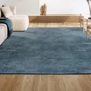 HomeRoots 8' X 10' Navy Blue Striped Area Rug - Stylish Indoor/Outdoor Accent for Coastal Elegance & Durability 703412