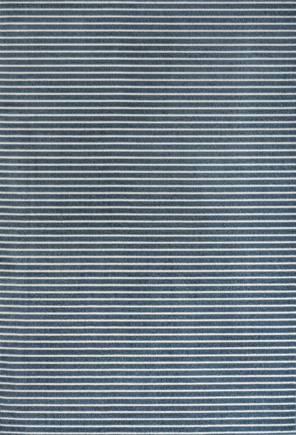 HomeRoots 8' X 10' Navy Blue Striped Area Rug - Stylish Indoor/Outdoor Accent for Coastal Elegance & Durability 703412
