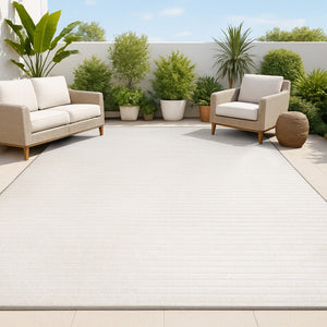HomeRoots 8' X 10' Striped Ivory and Cream Area Rug - Elegant Indoor/Outdoor Style with Durable Performance 703413