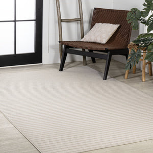 HomeRoots 8' X 10' Striped Ivory and Cream Area Rug - Elegant Indoor/Outdoor Style with Durable Performance 703413
