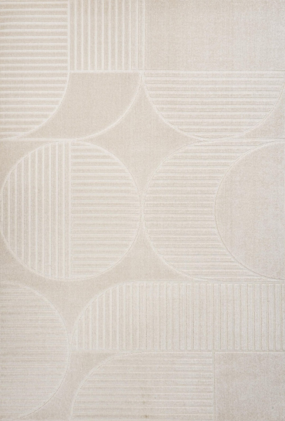 HomeRoots 8' X 10' Elegant Ivory and Cream Striped Area Rug - Durable, Timeless Design for Indoor/Outdoor Spaces 703416