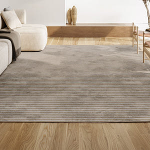HomeRoots 8' X 10' Beige and Cream Striped Area Rug – Stylish, Durable, Indoor/Outdoor Solution for Any Space 703418