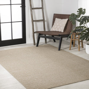 HomeRoots 8' X 10' Beige and Cream Striped Area Rug – Stylish, Durable, Indoor/Outdoor Solution for Any Space 703418