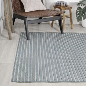 HomeRoots 8' X 10' Blue and Ivory Striped Area Rug - Durable Indoor/Outdoor Comfort with Coastal Charm 703419