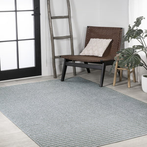 HomeRoots 8' X 10' Blue and Ivory Striped Area Rug - Durable Indoor/Outdoor Comfort with Coastal Charm 703419