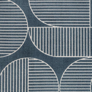 HomeRoots 8' X 10' Navy Blue and Cream Striped Indoor-Outdoor Area Rug for Timeless Style and Durability 703422