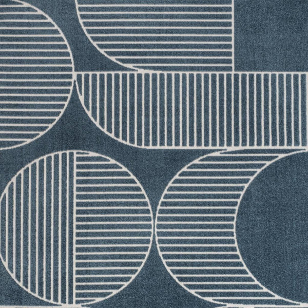 HomeRoots 8' X 10' Navy Blue and Cream Striped Indoor-Outdoor Area Rug for Timeless Style and Durability 703422
