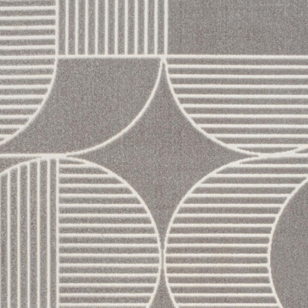 HomeRoots 8' Gray and Cream Striped Area Rug - Durable Indoor/Outdoor Comfort for Stylish Living Spaces & Patios 703423