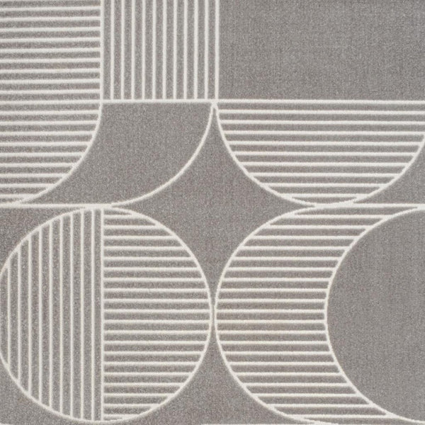 HomeRoots 8' Gray and Cream Striped Area Rug - Durable Indoor/Outdoor Comfort for Stylish Living Spaces & Patios 703423