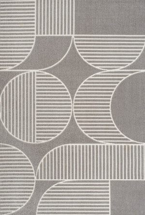 HomeRoots 8' Gray and Cream Striped Area Rug - Durable Indoor/Outdoor Comfort for Stylish Living Spaces & Patios 703423