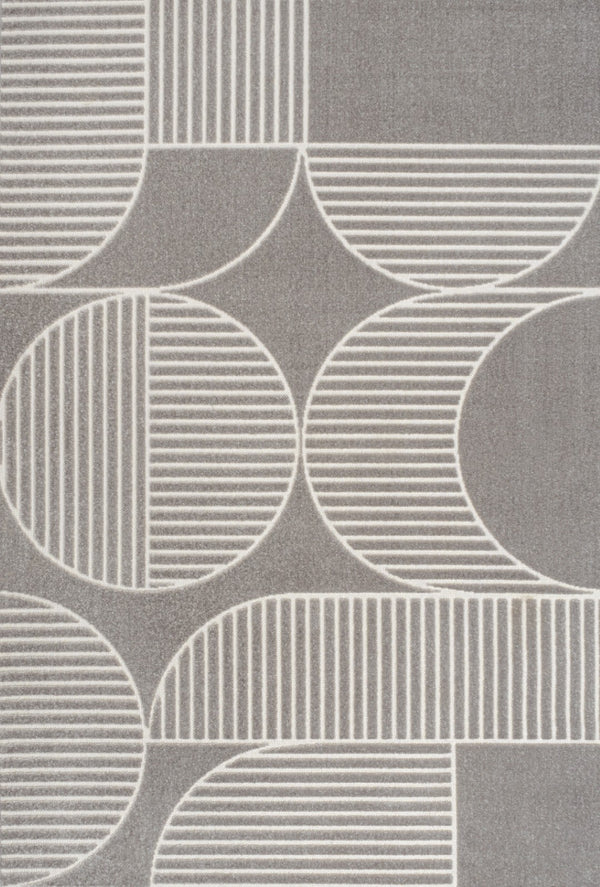HomeRoots 8' Gray and Cream Striped Area Rug - Durable Indoor/Outdoor Comfort for Stylish Living Spaces & Patios 703423