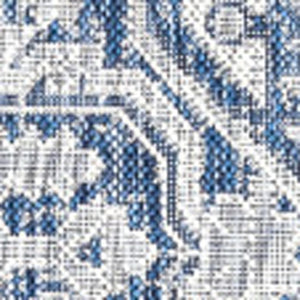 HomeRoots 6' Contemporary Navy Blue & Gray Square Medallion Rug for Indoor/Outdoor Spaces - Stylish & Durable 703430