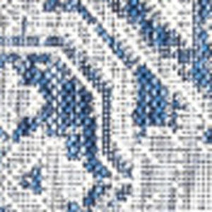 HomeRoots 9' Navy Blue and Gray Square Medallion Area Rug - Stylish, Durable Design for Indoor/Outdoor Spaces 703434