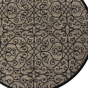 HomeRoots 8' Black And Khaki Geometric Round Area Rug - Stylish, Durable, Versatile for Indoor & Outdoor Use 703439
