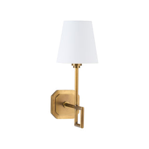 Chelsea House Overhill Antique Brass Sconce — Modern Architectural Wall Light, Aged Brass Patina, Designer Flair 70344