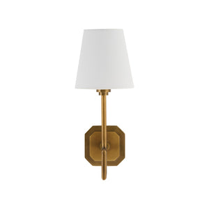 Chelsea House Overhill Antique Brass Sconce — Modern Architectural Wall Light, Aged Brass Patina, Designer Flair 70344