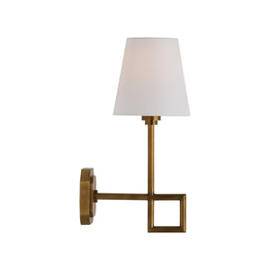 Chelsea House Overhill Antique Brass Sconce — Modern Architectural Wall Light, Aged Brass Patina, Designer Flair 70344