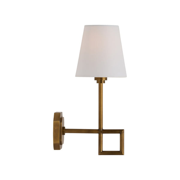 Chelsea House Overhill Antique Brass Sconce — Modern Architectural Wall Light, Aged Brass Patina, Designer Flair 70344