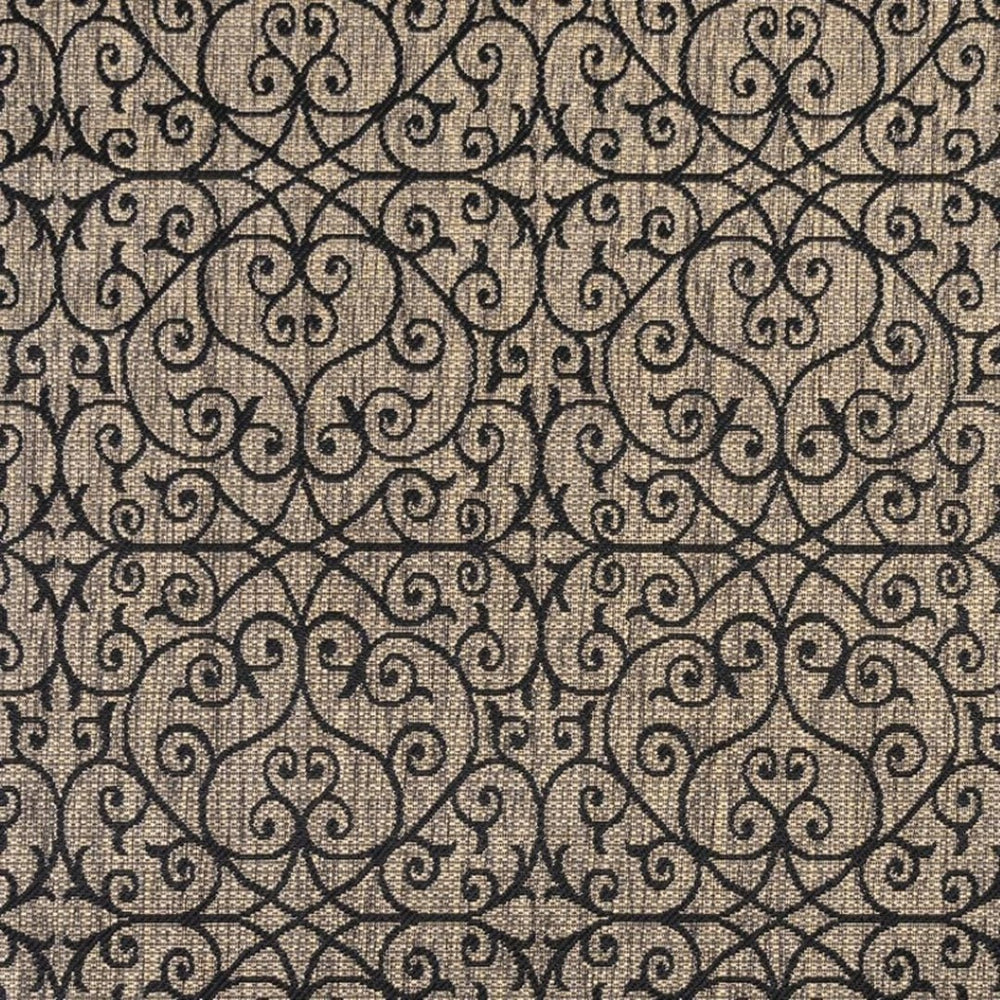 HomeRoots 9' Black and Khaki Geometric Square Area Rug - Durable Indoor/Outdoor Design for Modern Spaces 703442